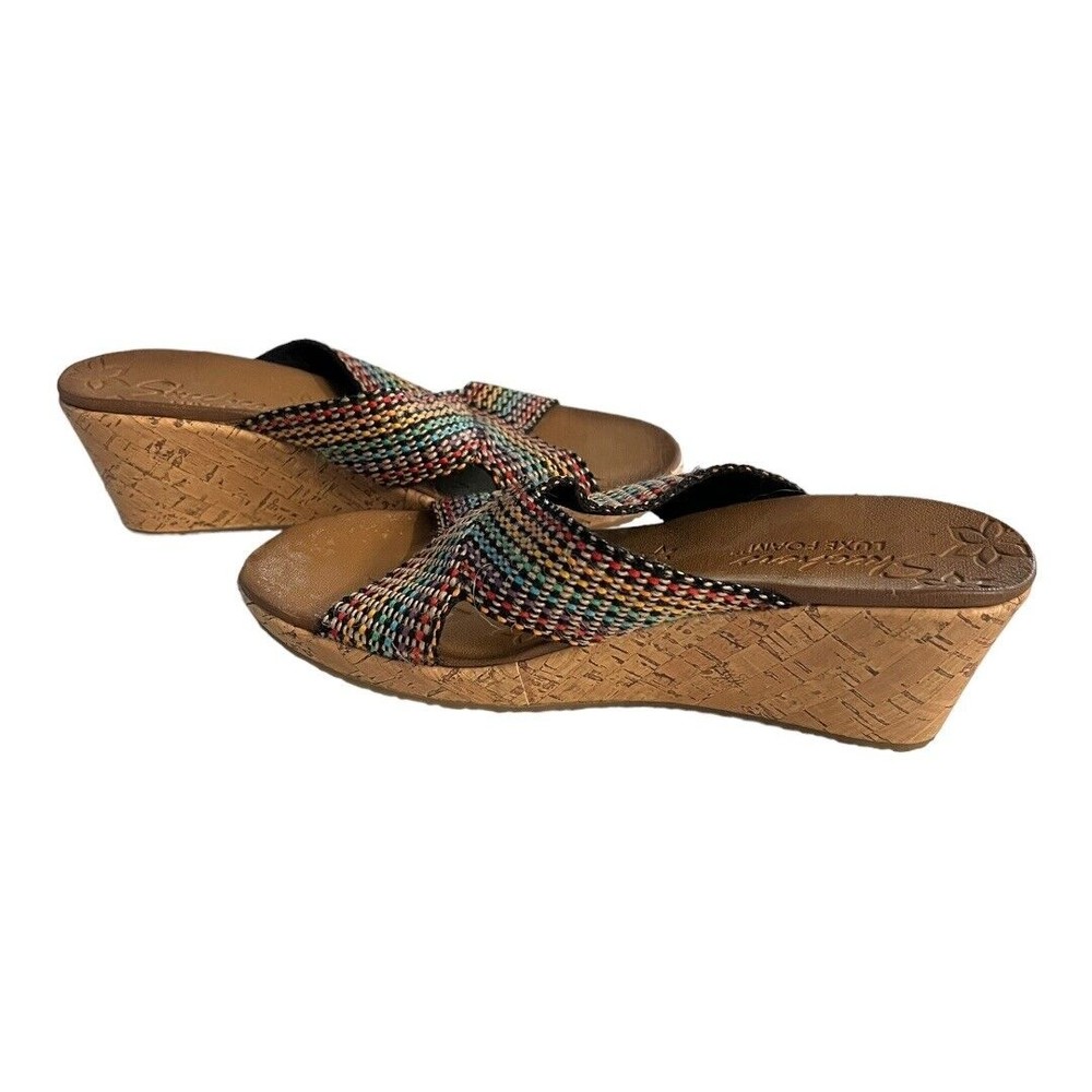 Skechers‎ Women's Cali Beverlee Delighted Wedge Rainbow Weave Sandals Size 9 - Picture 6 of 9